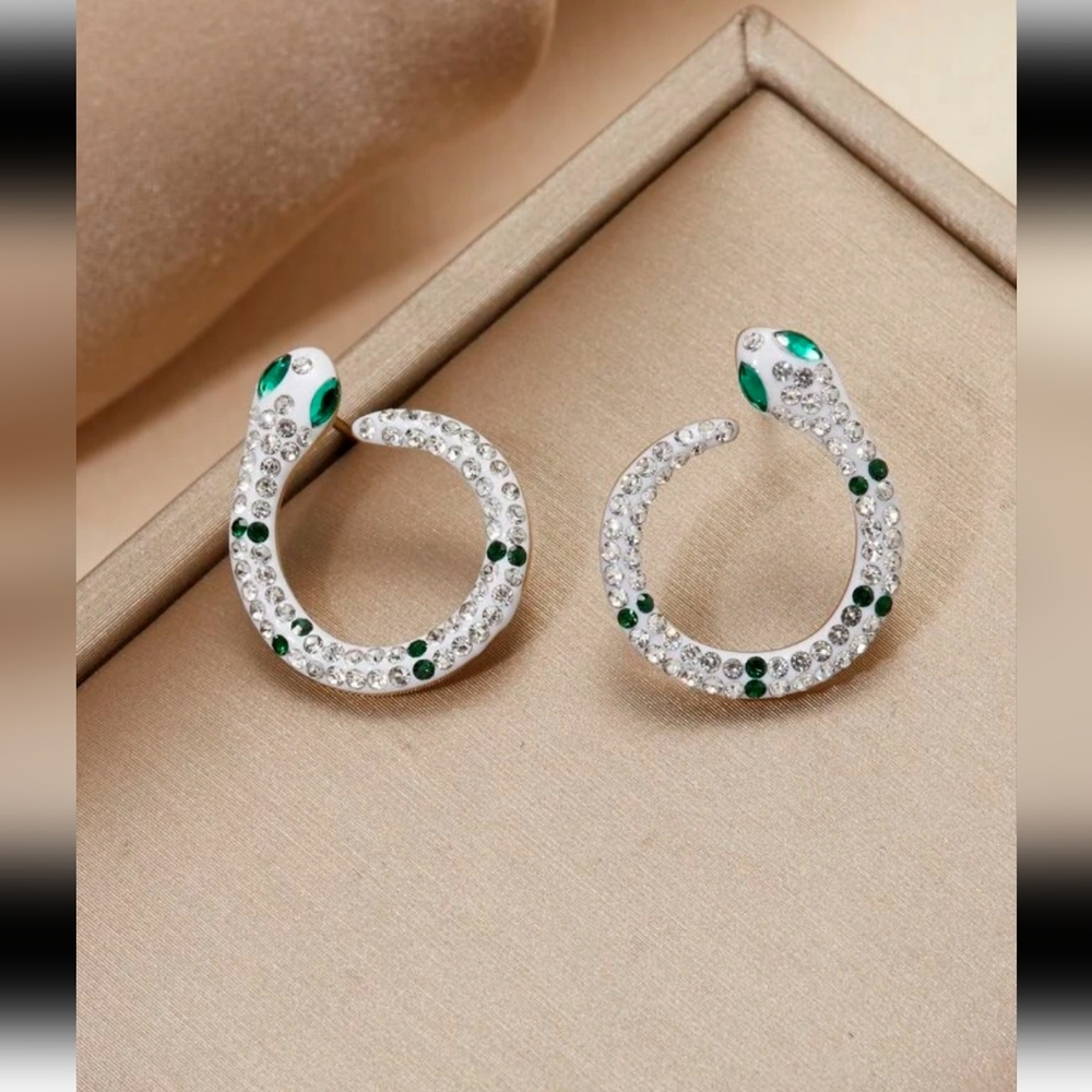 Rhinestone Snake Circular Earings